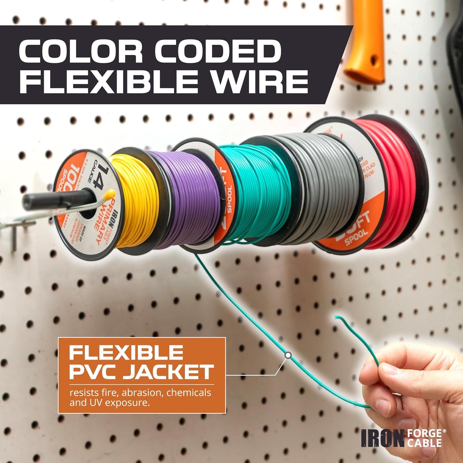 1000 Ft 14 Gauge Primary Automotive Wire - 10 Roll Assortment Pack - 100 Ft of Copper Clad Aluminum Wire per Roll - for Home or Automotive