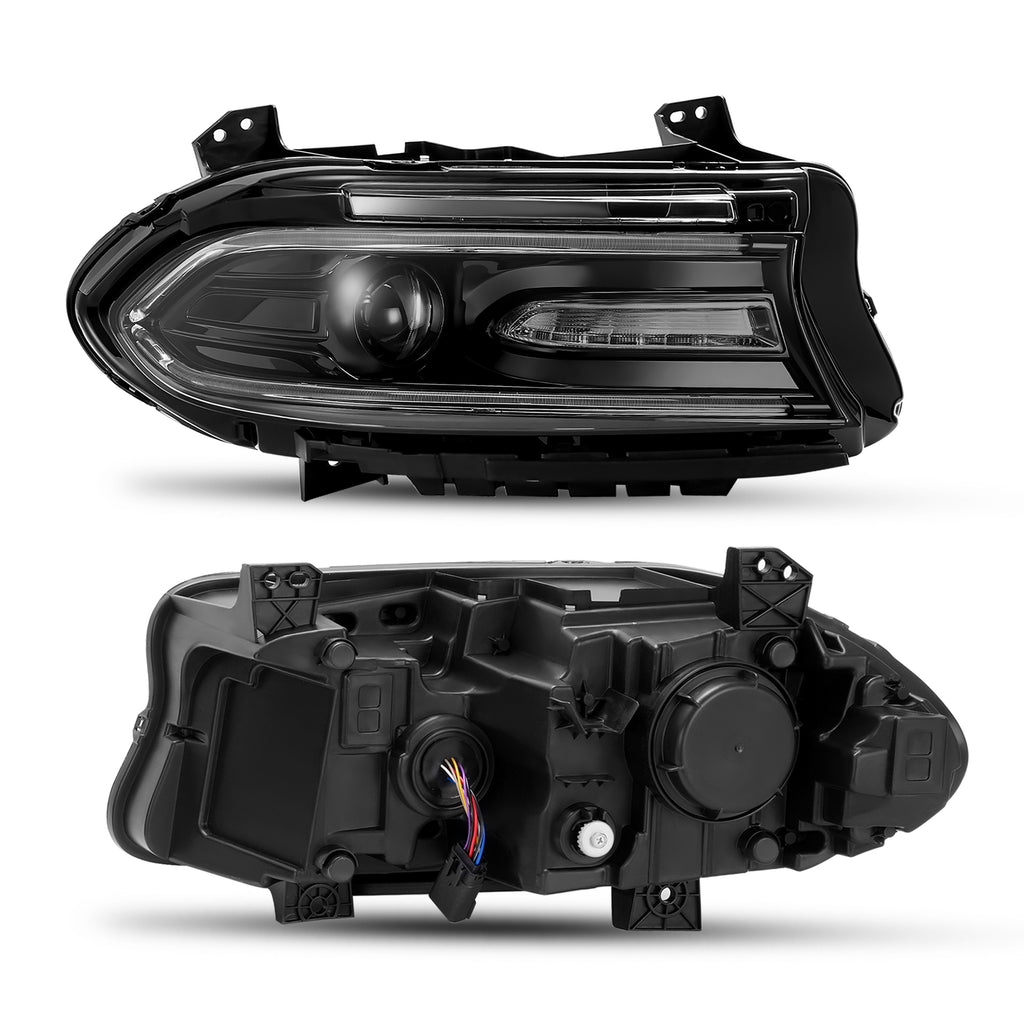 Pair LED DRL Projector Headlights Assemblies for Dodge Charger 2015-2023 LH+RH