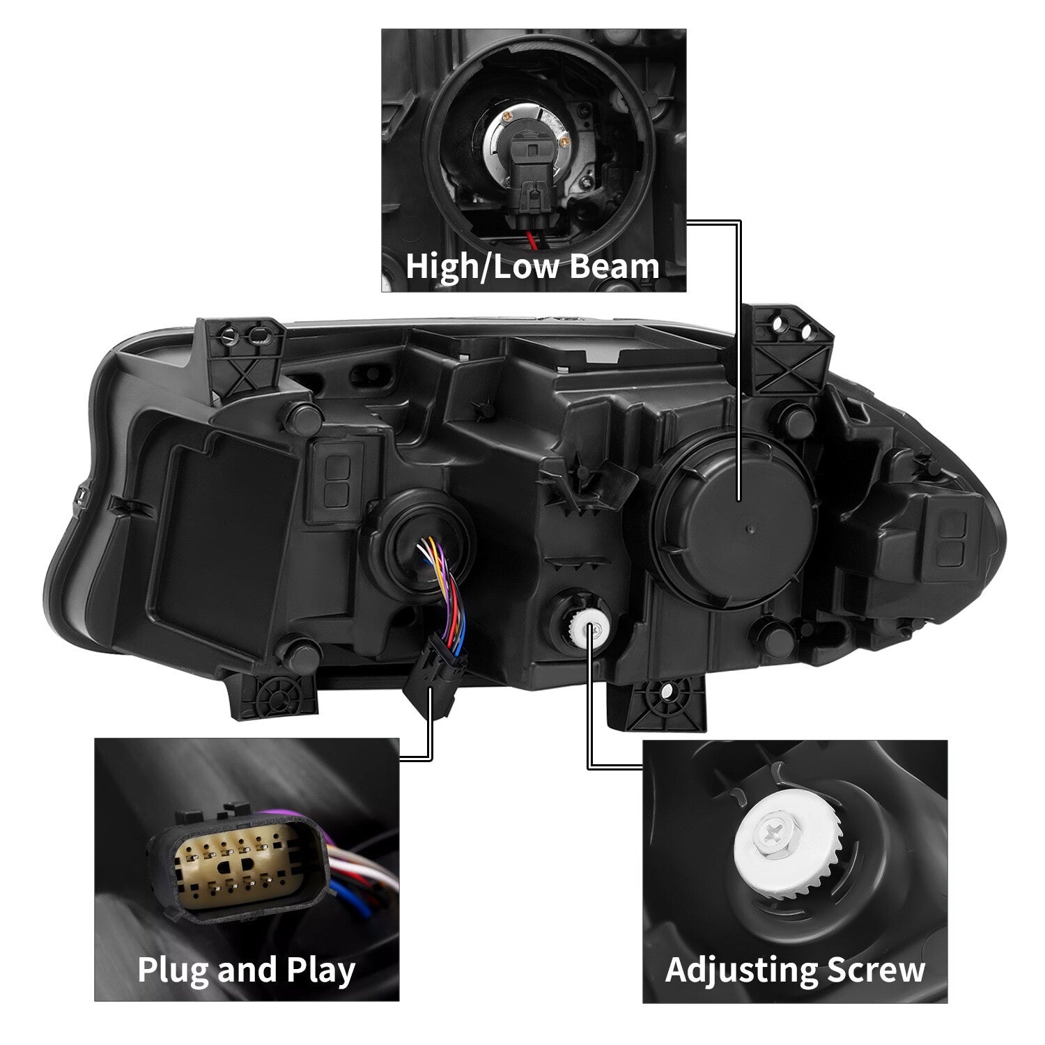 Pair LED DRL Projector Headlights Assemblies for Dodge Charger 2015-2023 LH+RH