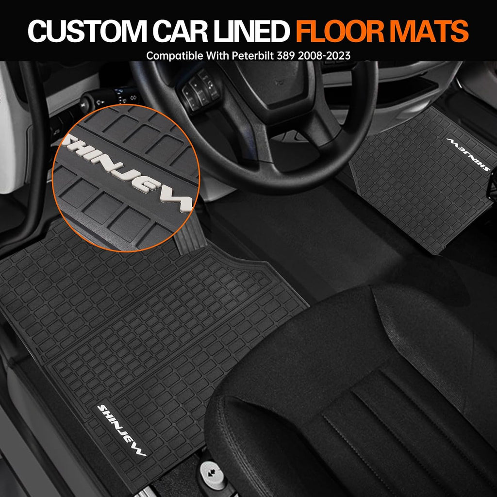Floor Mats Compatible with 2018-2023 Freightliner Cascadia,Truck Floor Rubber Mats Cargo Liners for Freightliner Cascadia Accessories All-Weather Guard Heavy Duty Includes 3PCS Set