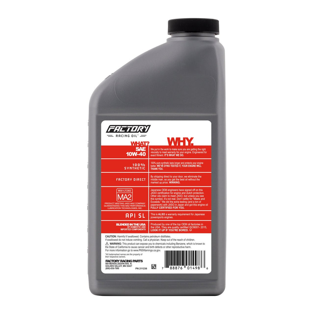 10W-40 Full Synthetic 4 Quart Oil Change Kit For Kawasaki KVF400 Prairie